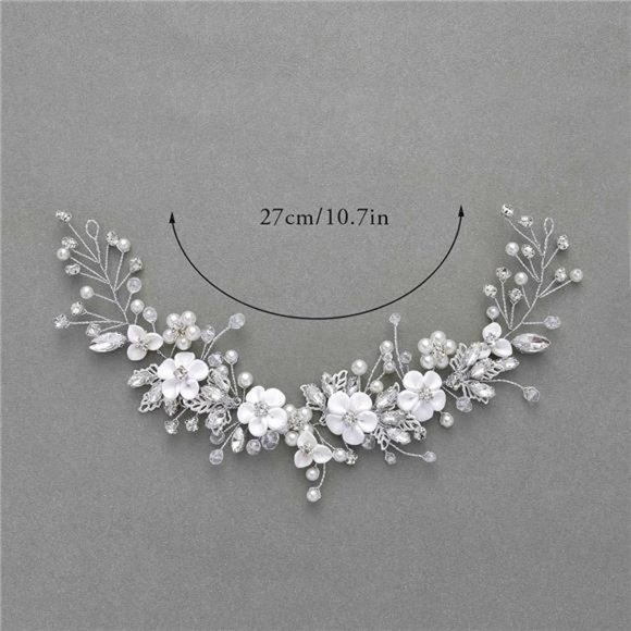 GORAIS Flower Bride Wedding Hair Vine Crystal Bridal Headpieces Pearl Hair